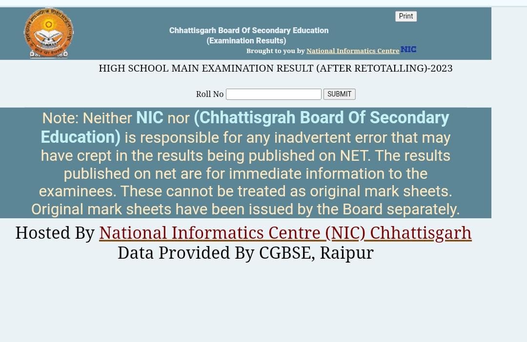 CGBSE RESULT